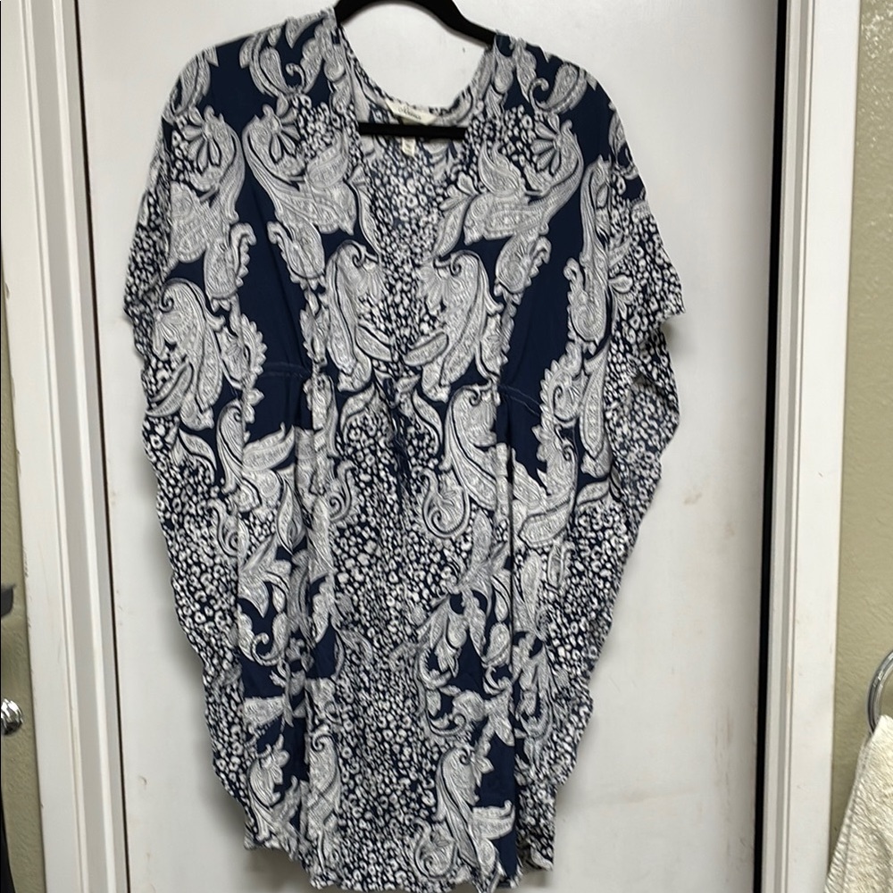 NWOT Soma Blue and White Patterned Swim Caftan